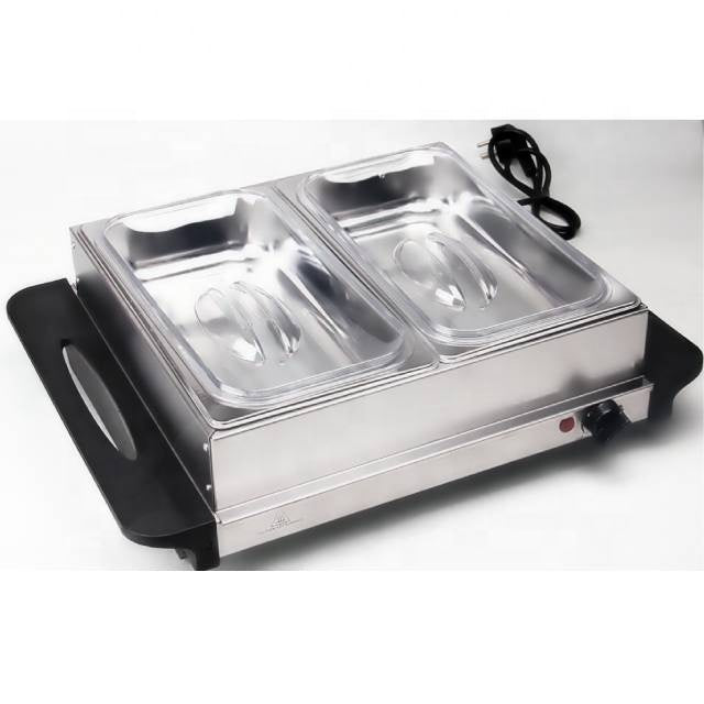 Chafing Dish con Placa Calefactora Eléctrico 2 Compartimentos HVB-200 Buffet. Selecto