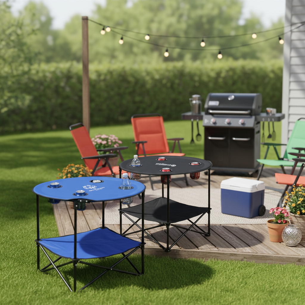 Mesa Playera Redonda Plegable 71x71x61cm 4 Colores Disponibles NS429584 Selecto