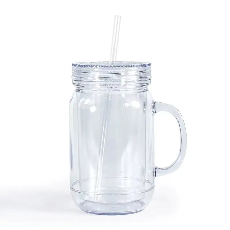 Vaso con Tapa y Carrizo de Plástico Transparente 560ml SV-SL-695 Selecto