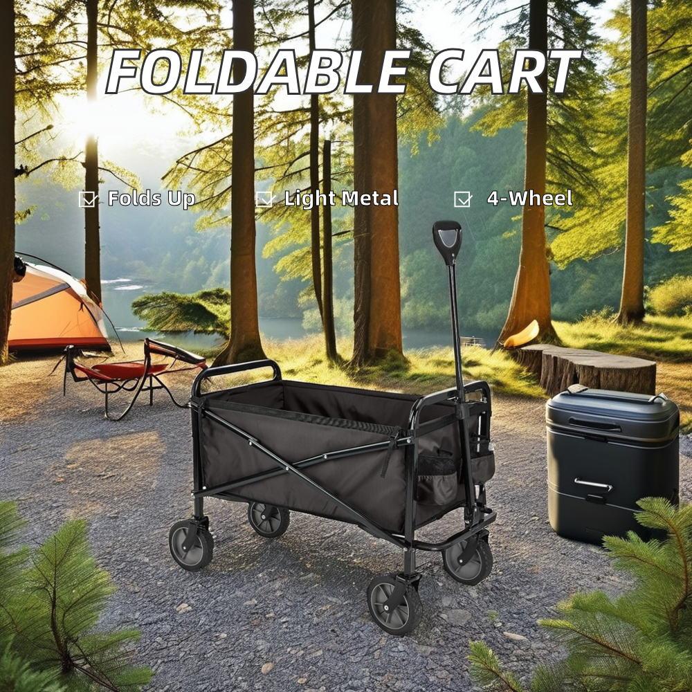 Carro Carrito Plegable Negro Multiuso 80x48x48cm NVC25081945 Selecto