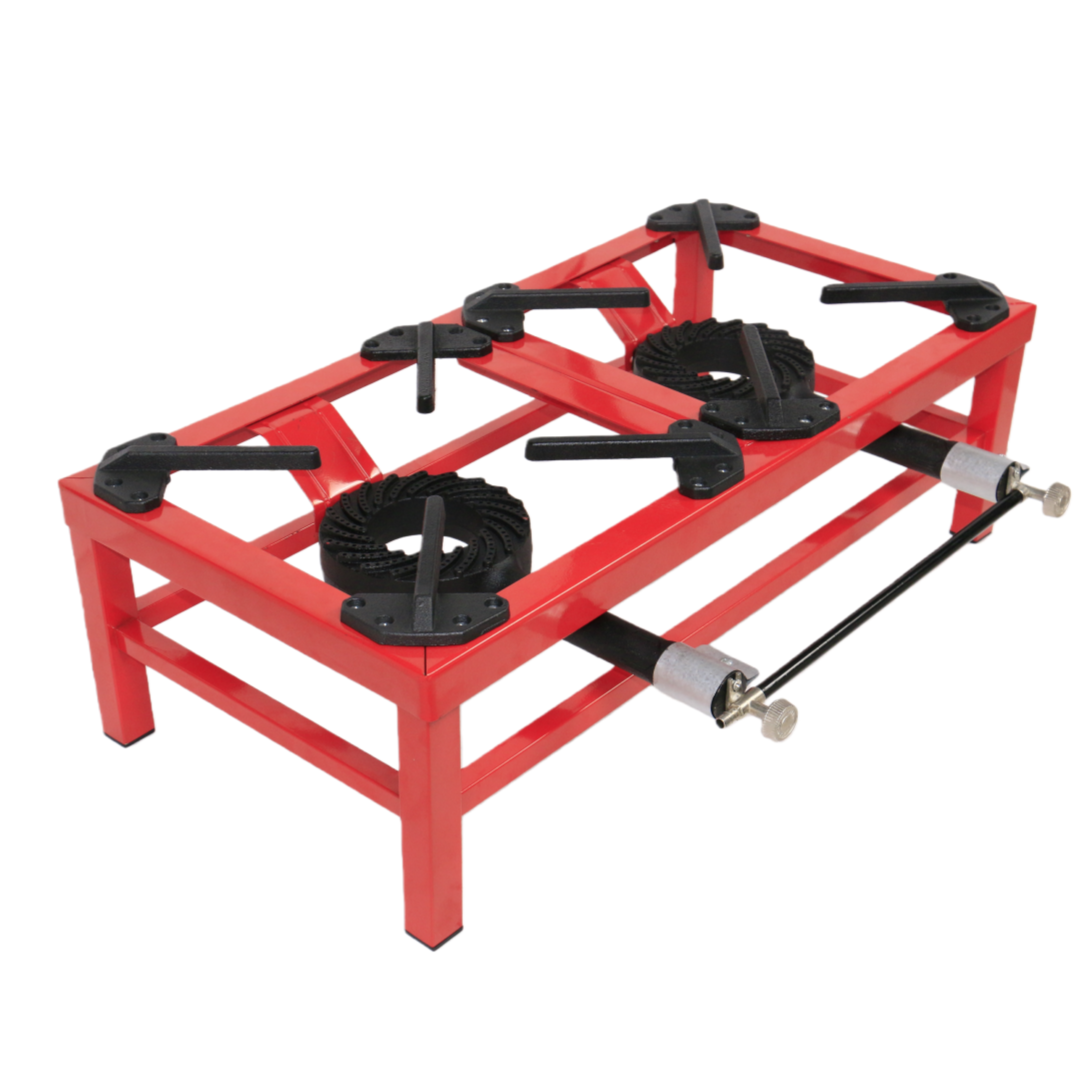 (LLEGANDO 5 DE MAYO) Estufa de Hierro 2 Quemadores a Gas de Sobre Mesa Rojo OS-RED07-DOUBLE