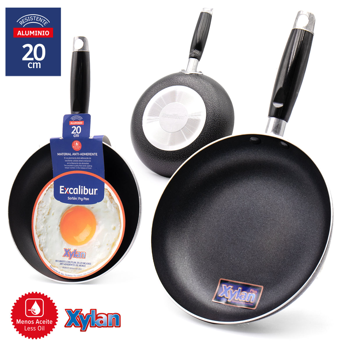 (LLEGANDO 25 DE SEPT) Sartén Antiadherente de Aluminio 20 cm Excalibur con Recubrimiento Xylan Plus JLJ-20CM