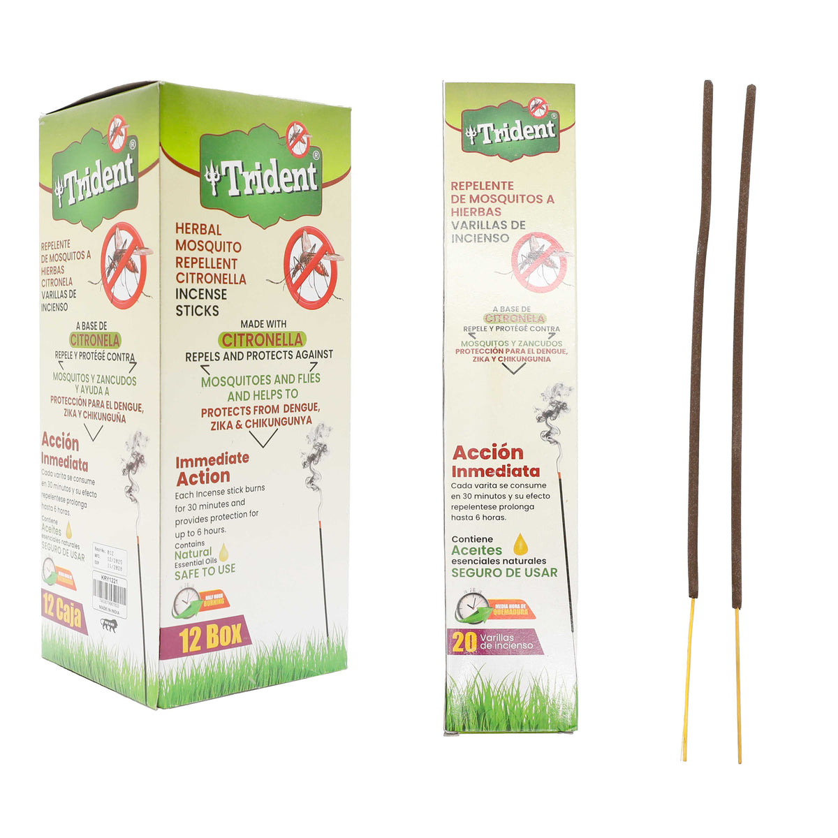 (LLEGANDO 25 DE SEPT) Repelente de Mosquitos en Varillas de Incienso con Citronela 20 Piezas Trident KRY-1221