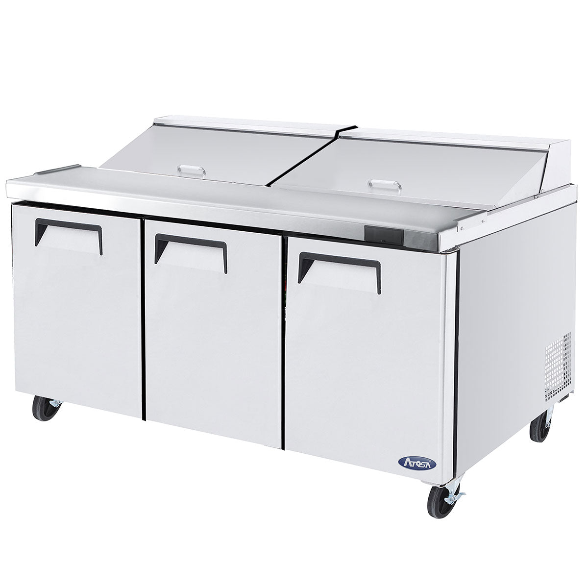 (PP) Mesa Estándar Sandwichera Refrigerada 72"/182cm 3 Puertas Acero Inoxidable Atosa MSF8304GR Salad prep. Sandwich.