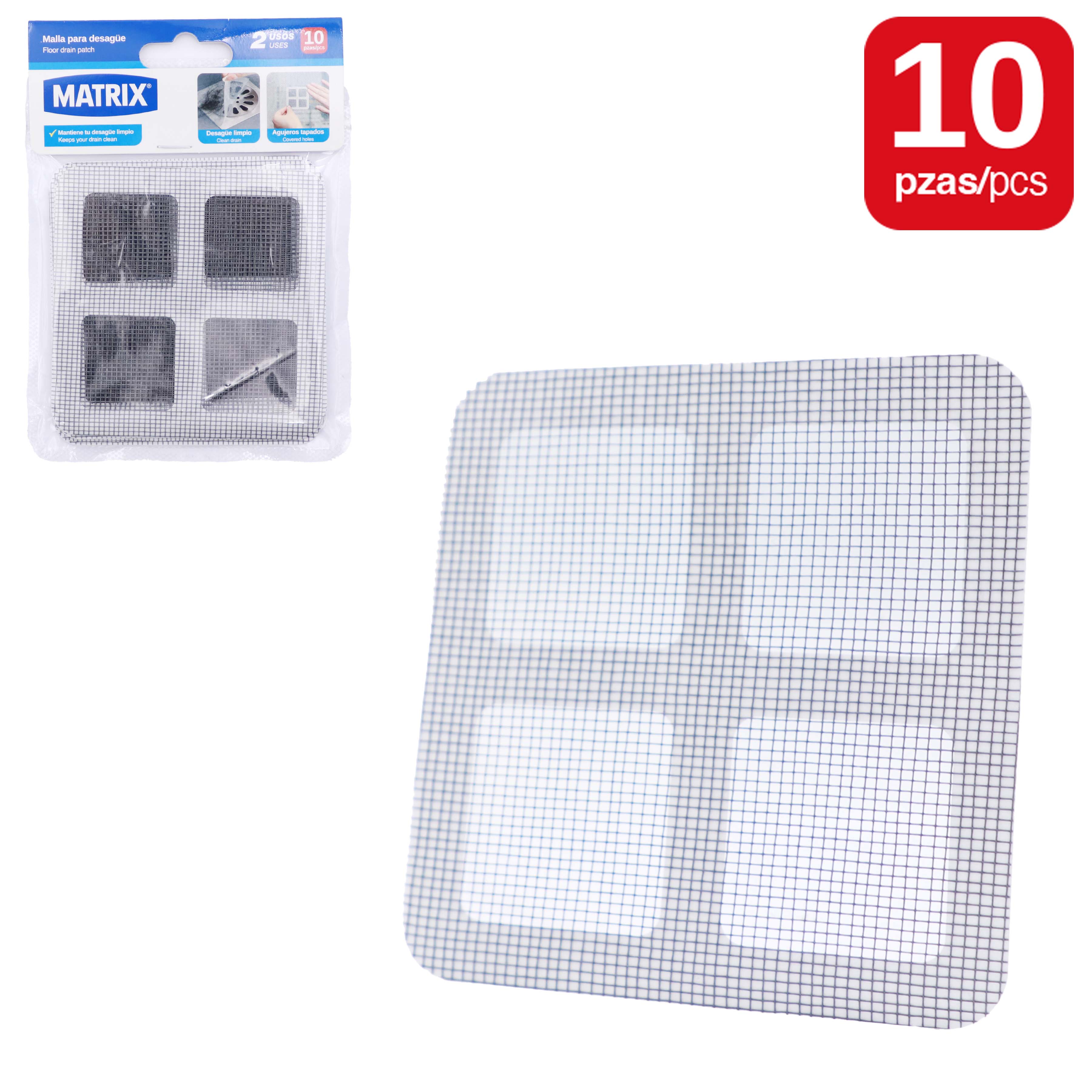 Paquete de 10 Mallas Protectora de Drenaje Matrix MT-DG1010 Fregador. MATRIX
