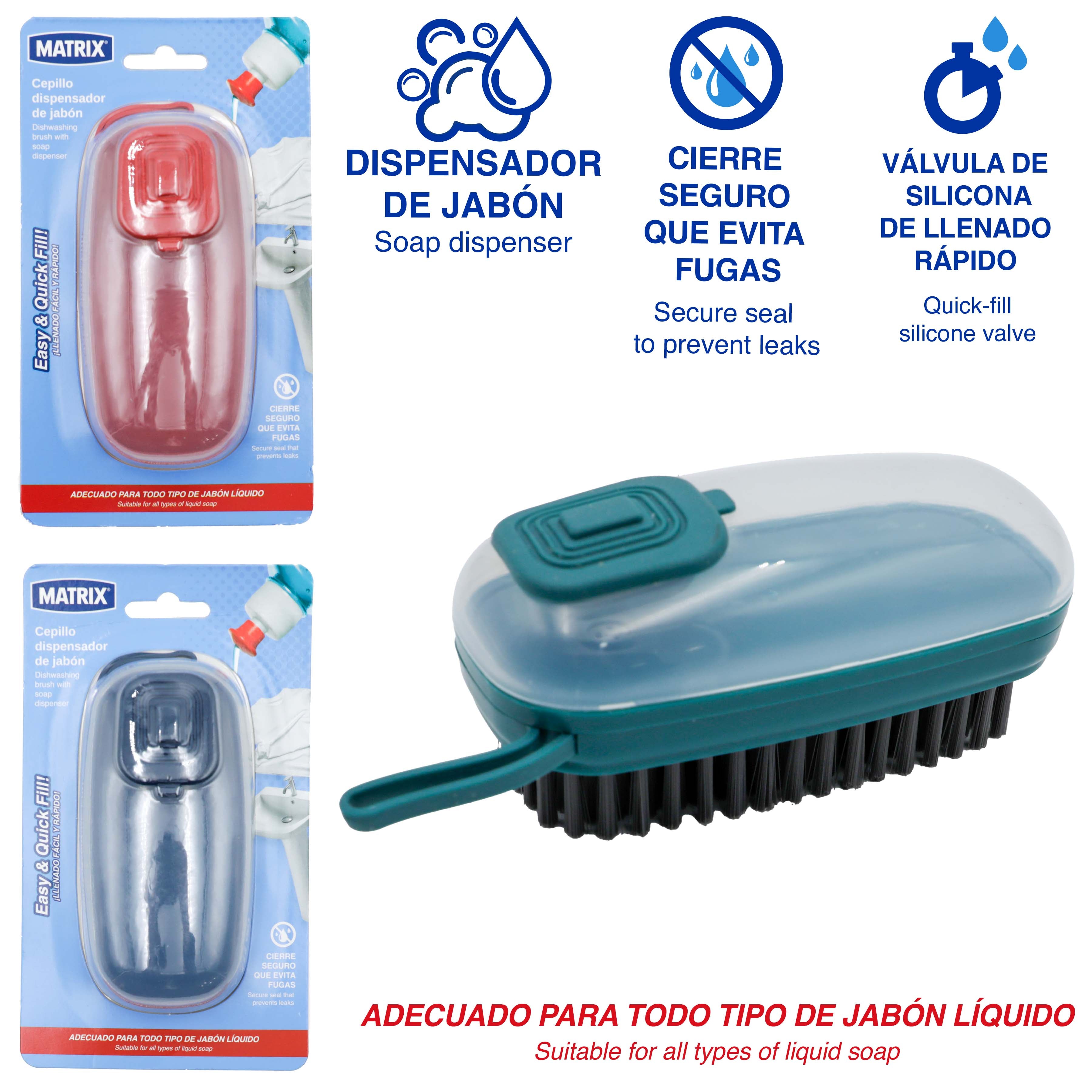 Cepillo de Lavar con Dispensador de Jabón Multifuncional Matrix MT-LB1101