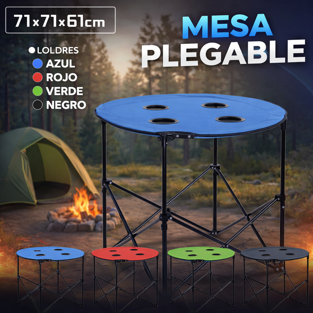 Mesa Playera Redonda Plegable 71x71x61cm 4 Colores Disponibles NS429584