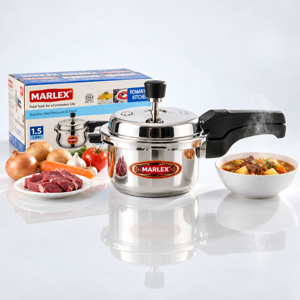 Olla de Presión Marlex 1.5 Litros de Acero Inoxidable con Mango MPL-028