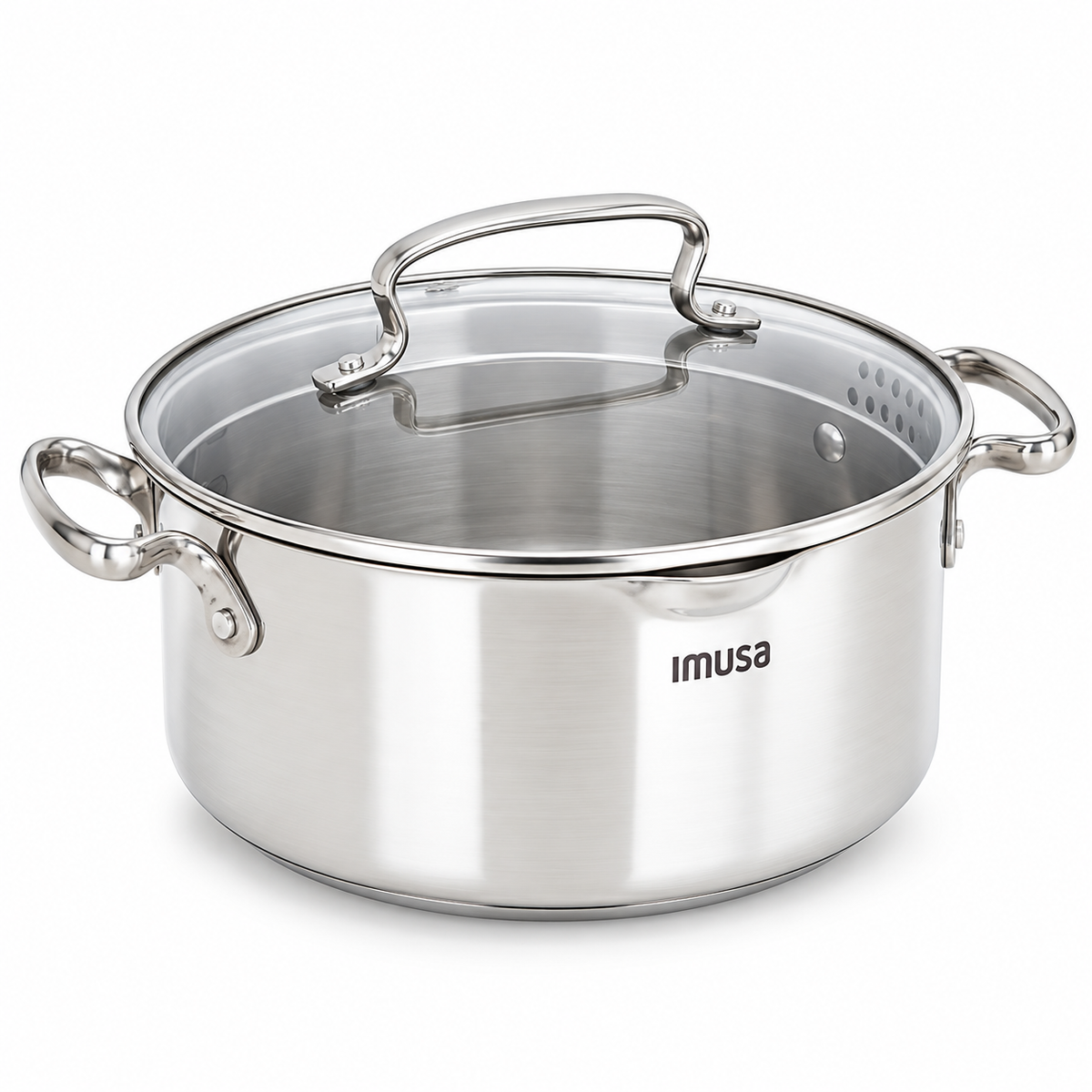 Olla de Acero Inoxidable Maestro con Tapa de Vidrio IMUSA 24 cm para Cocinar Arroz, Sopas, Guisos, Carnes y Cocina Diaria G7614684