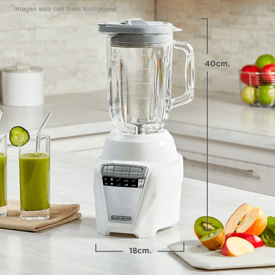 Licuadora Ice Crush Jarra de Vidrio 1.25L 8 Velocidades 700W Blanco Black and Decker BL0876-1WDLA