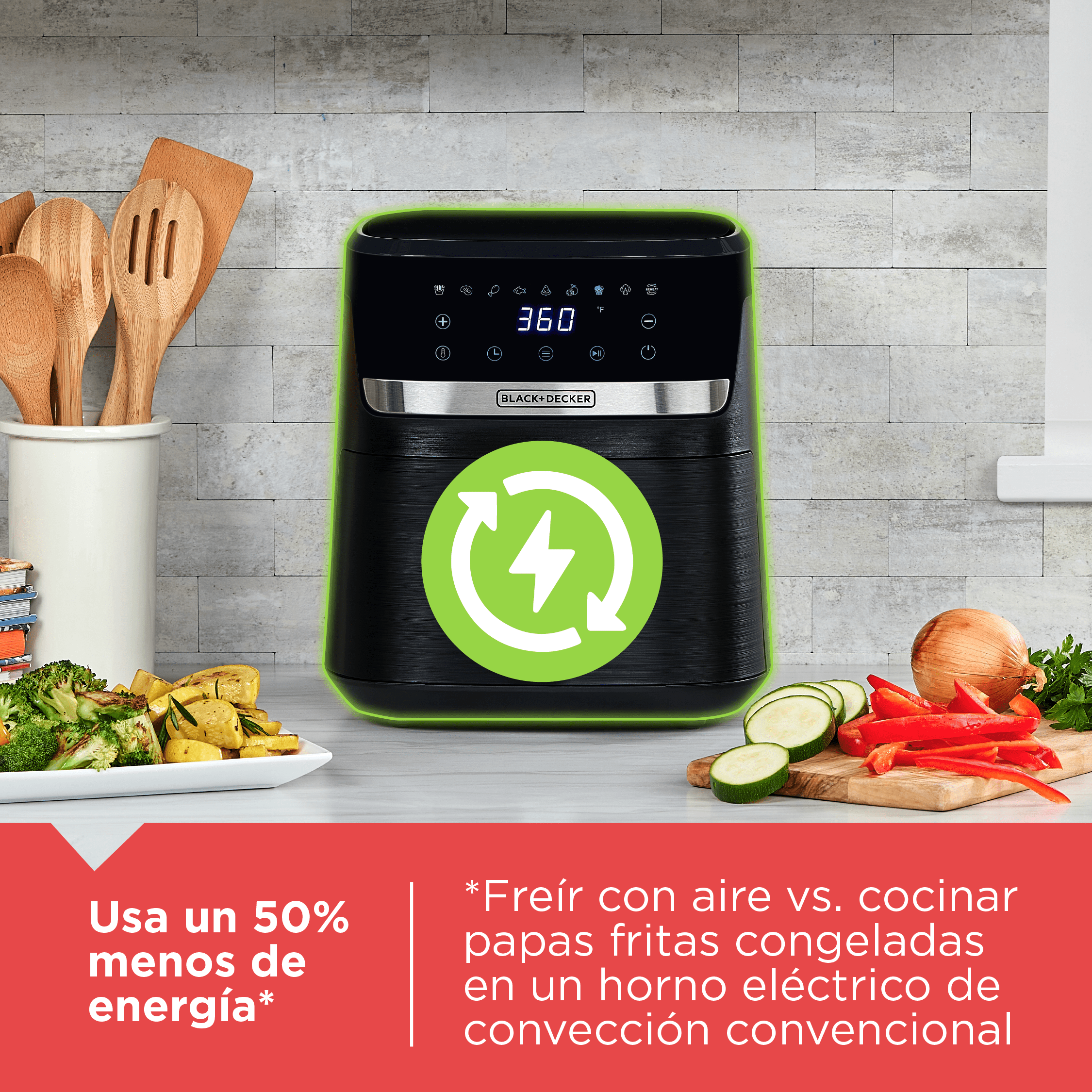 Freidora de Aire 5.5L Purifry 9 Funciones en 1 Black and Decker AFBD62-1BDLA BLACK + DECKER