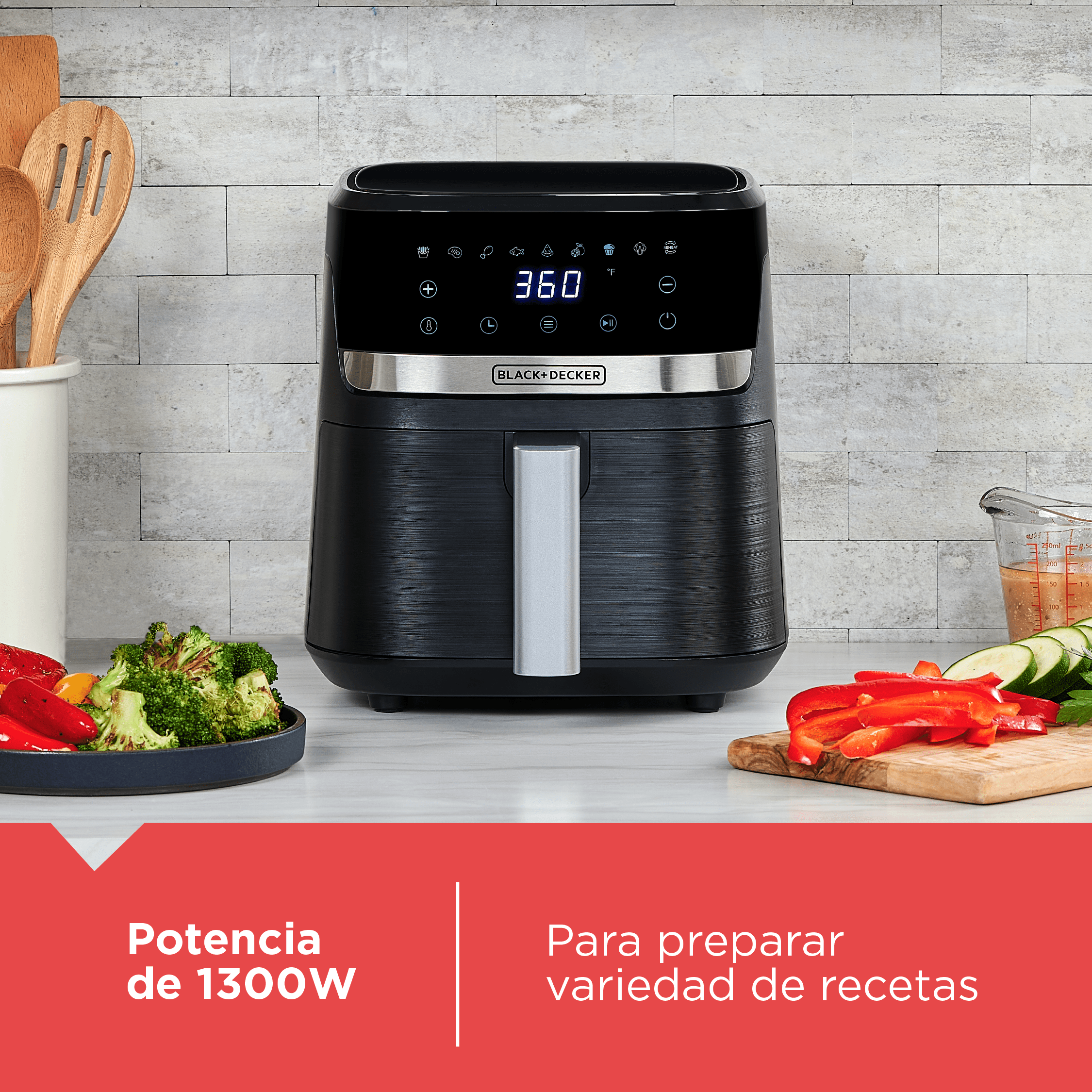 Freidora de Aire 5.5L Purifry 9 Funciones en 1 Black and Decker AFBD62-1BDLA BLACK + DECKER