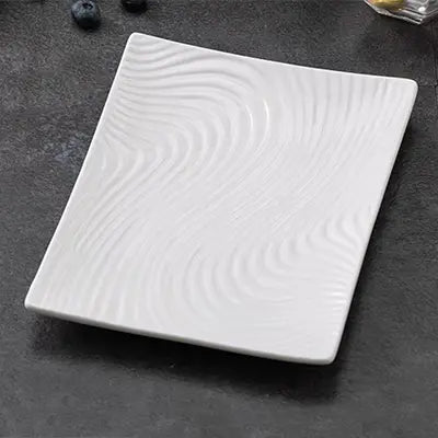 Plato Cuadrado con Relieve Blanco de Cerámica 10" DX-0211 Selecto
