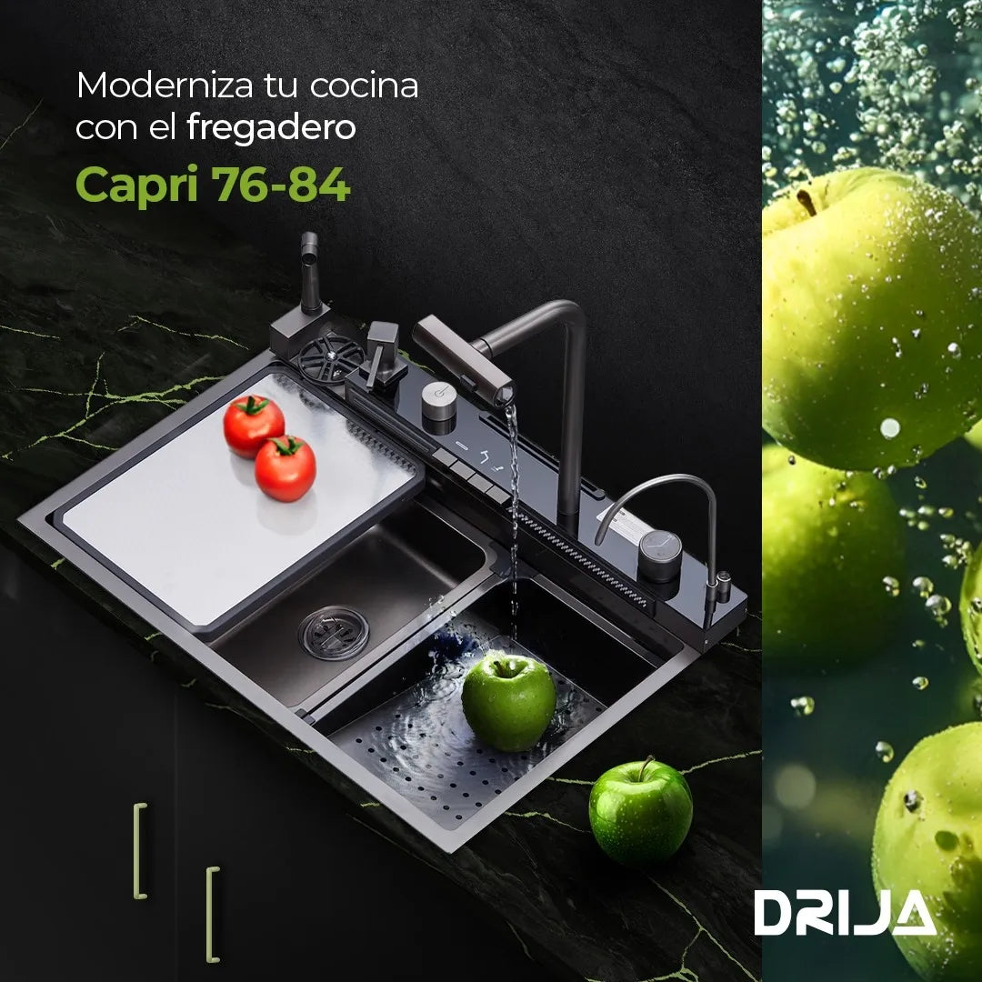 Fregador de Acero Inoxidable Satinado 304 CAPRI 84 Drija