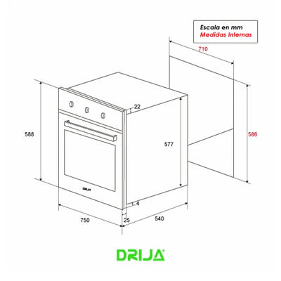 Horno Empotrable Roma 76 Gas Drija DRIJA