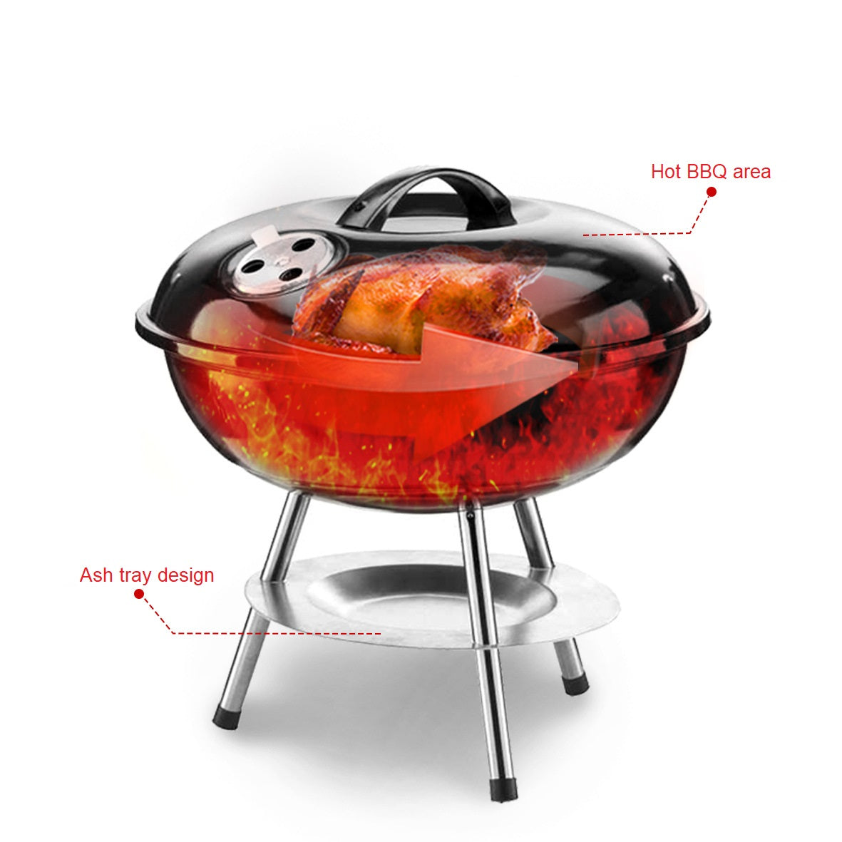 Barbacoa Asador a Carbón Portátil 14" NS433207 BBQ. Selecto