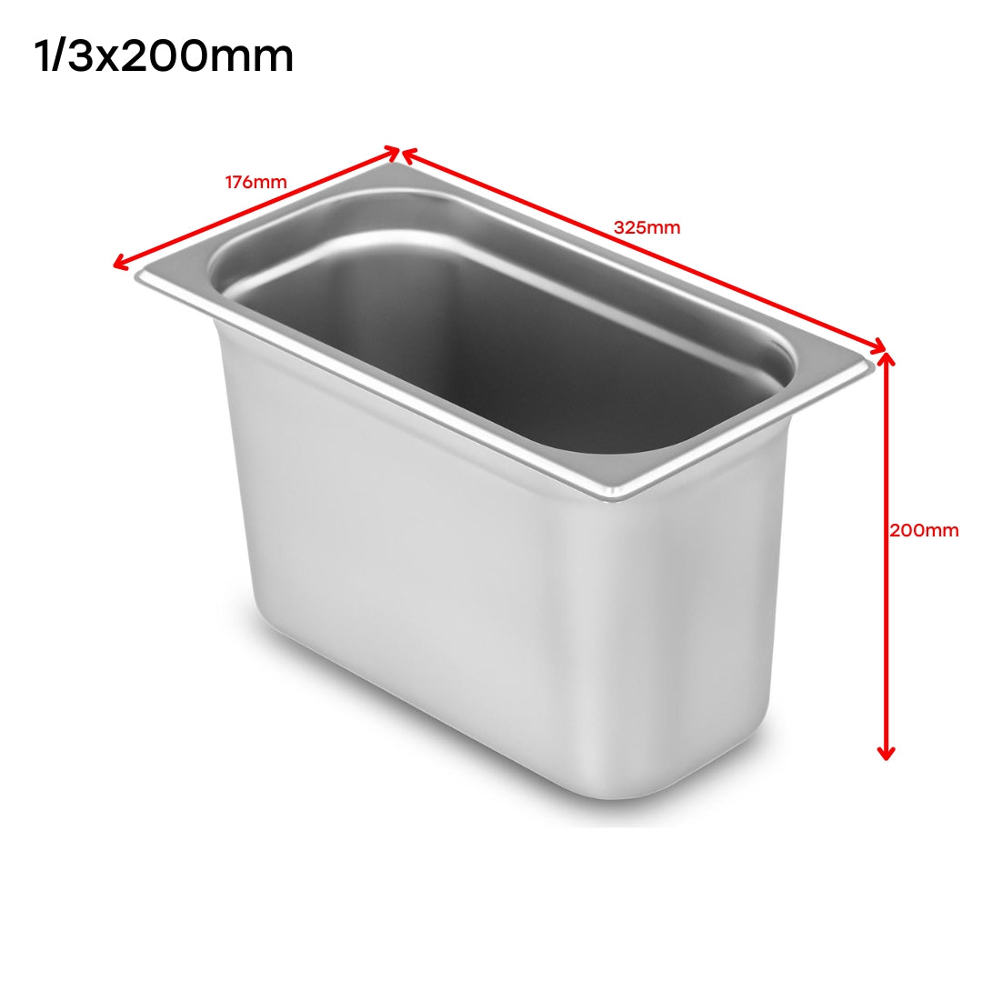 Bandeja GN Pan de Acero Inoxidable 1/3x200mm 325*176*200mm Selecto