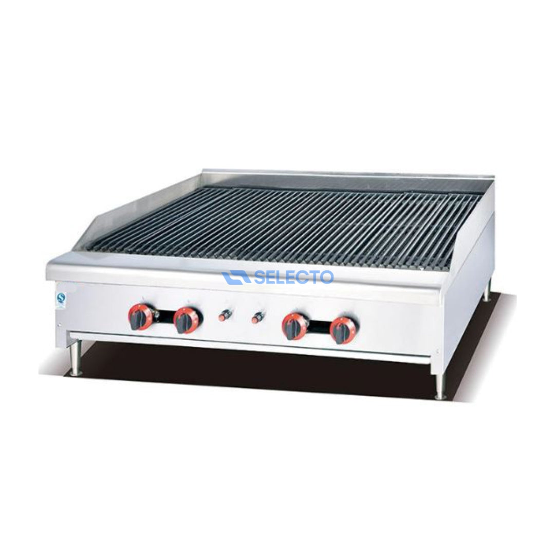 Parrilla Grill de Roca Volcánica a Gas de 4 Quemadores de Acero Inoxidable 48" 1200*760*465mm HGL-88 Selecto