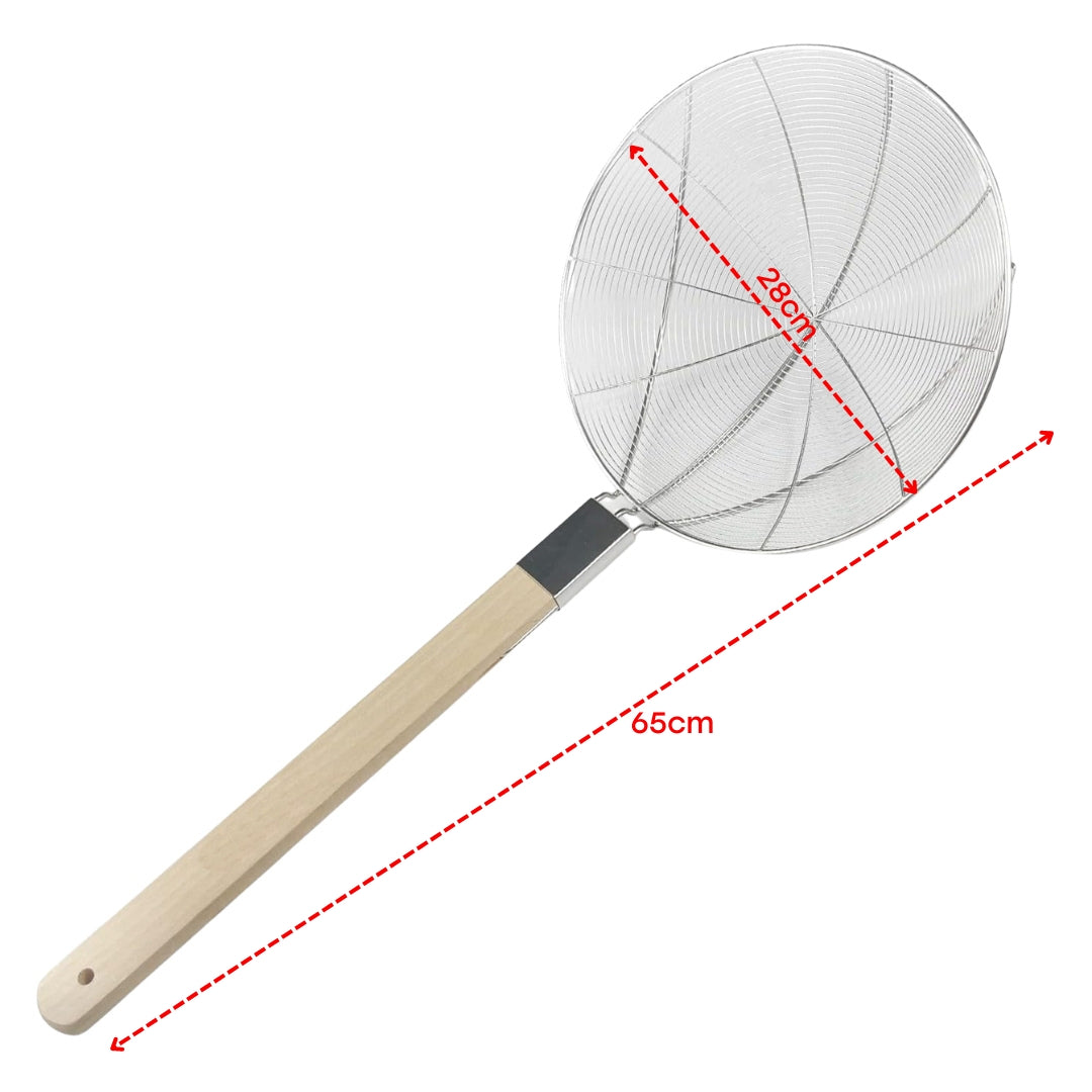 Colador de Acero Inoxidable de 28cm con Mango de Madera