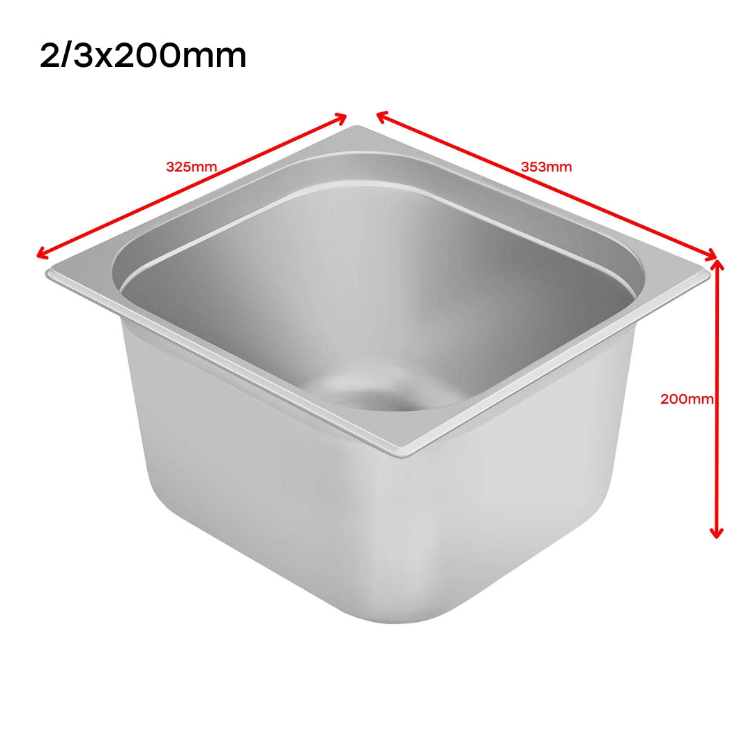Bandeja GN Pan de Acero Inoxidable 2/3x200mm 325*353*200mm H5435 Selecto