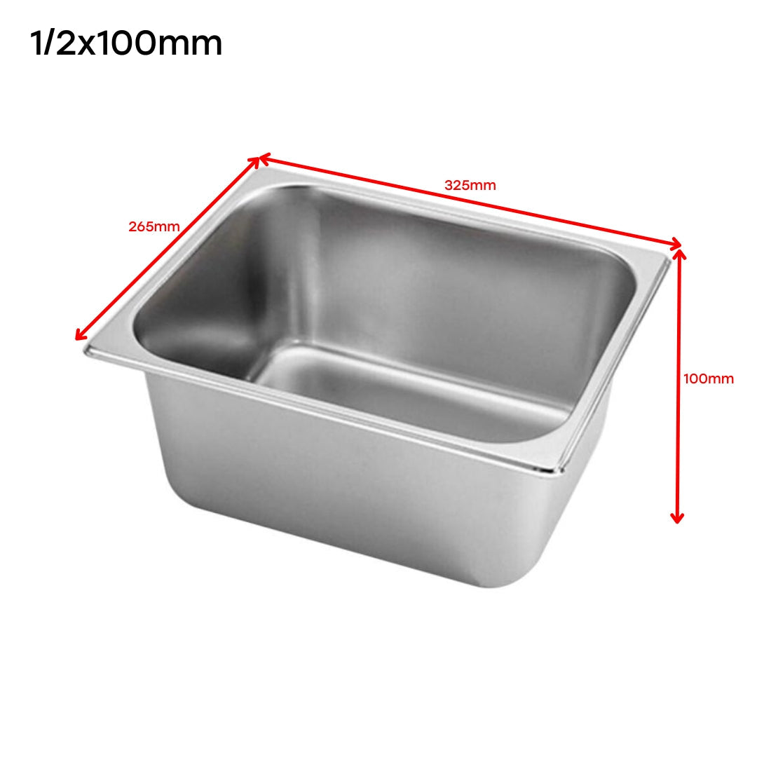 Bandeja GN Pan de Acero Inoxidable 1/2x100mm 325*265*100mm SSFS-104 Selecto