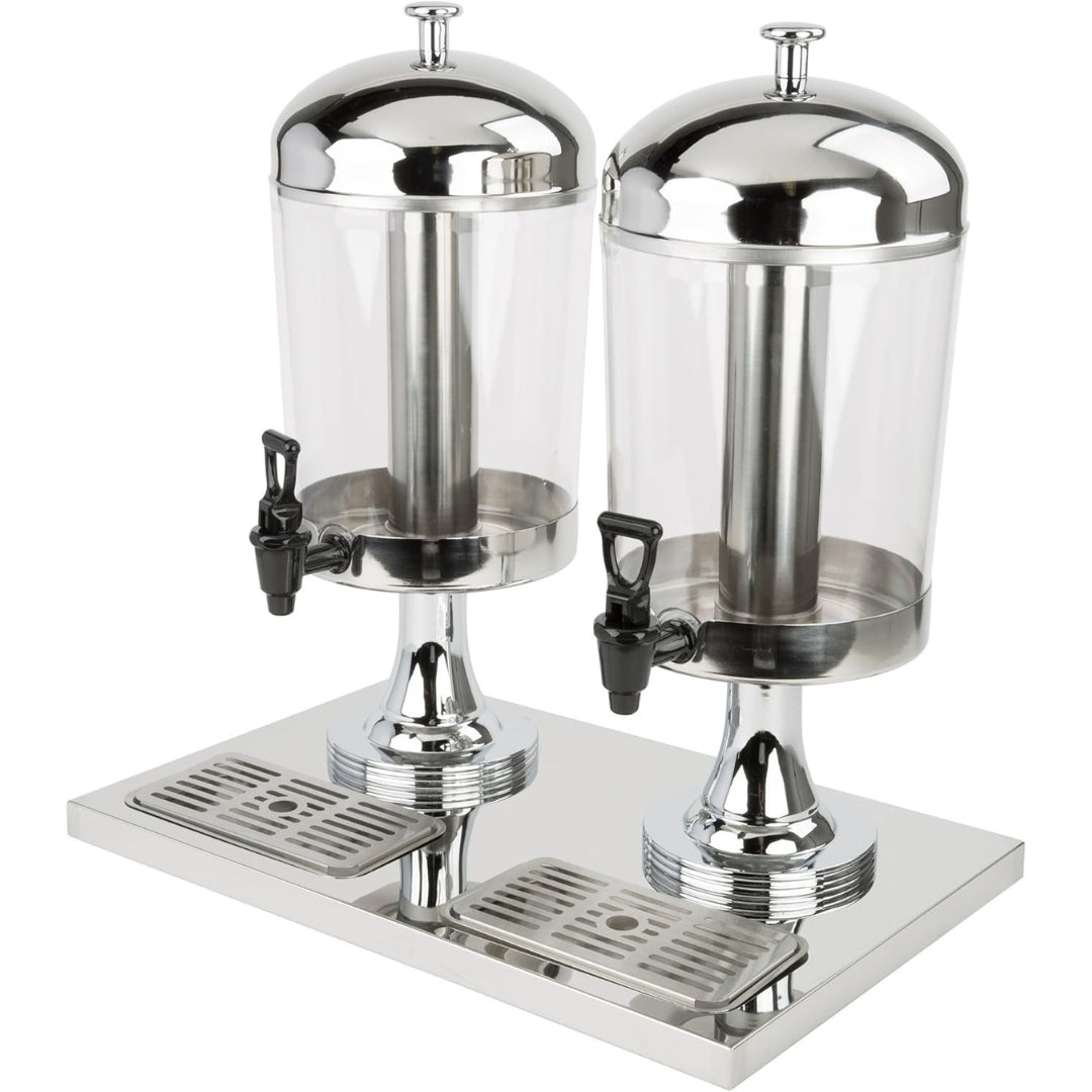 Dispensador de Jugos Doble Hotelero de Acero Inoxidable 8 Litros + 8 Litros JD-82 Chicha. Chichera. Selecto
