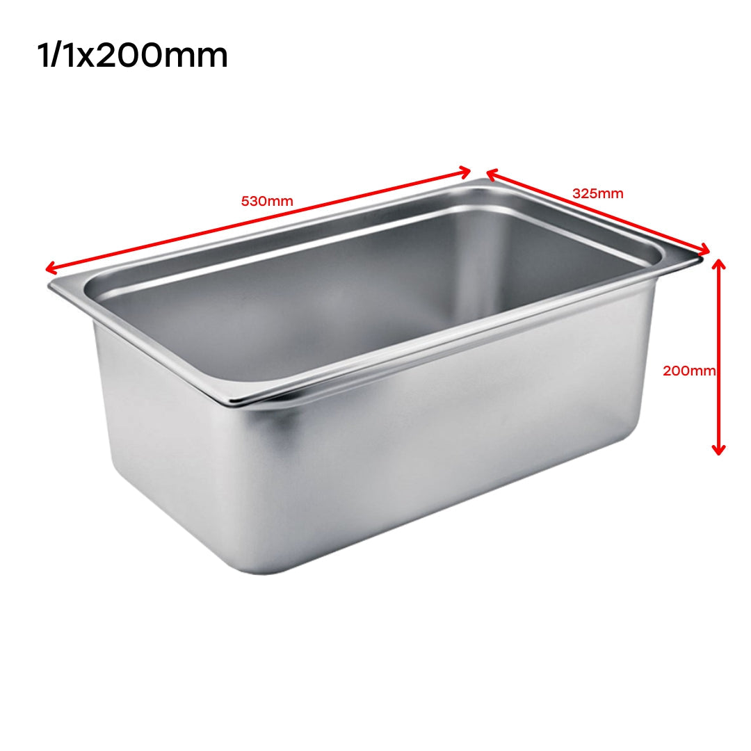 Bandeja GN Pan de Acero Inoxidable 1/1x200mm 530*325*200mm H5406 Selecto
