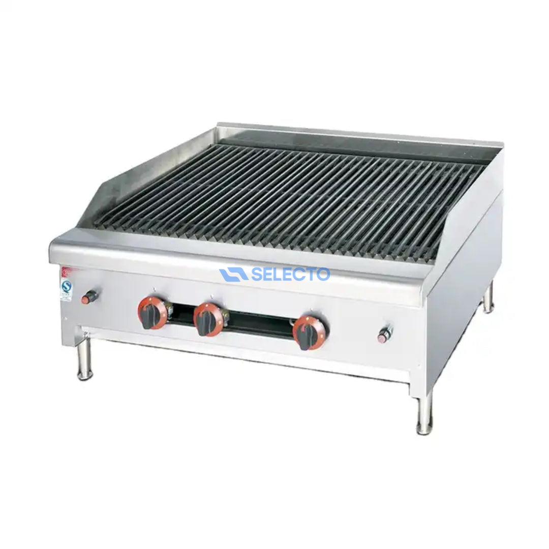 Parrilla Grill de Roca Volcánica a Gas de 3 Quemadores de Acero Inoxidable 36" 900*760*465mm HGL-86 Selecto