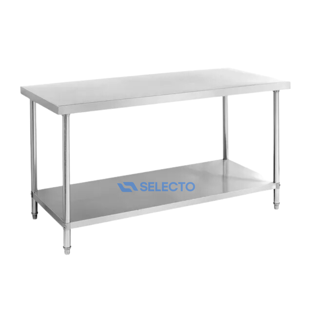 Mesa de Trabajo de Acero Inoxidable de 2 Niveles 1500*800*800mm 303308-A