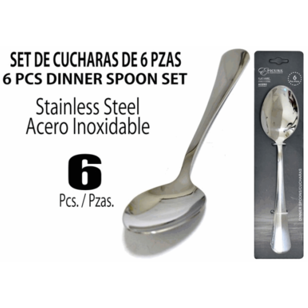 Set de 6 Piezas de Cucharas de Acero Inoxidable EP-6-DS