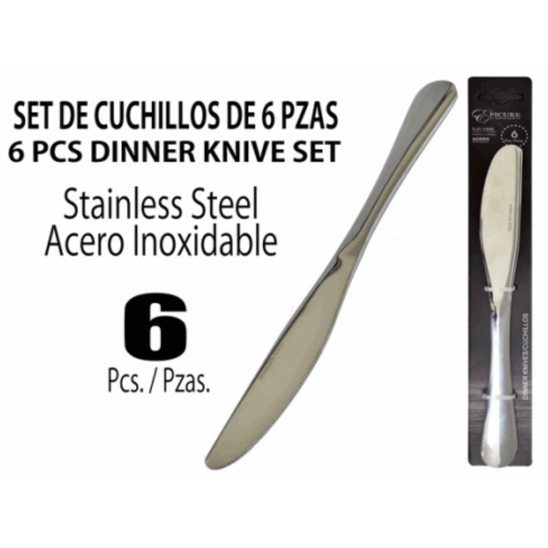 Set de 6 Piezas de Cuchillos de Mesa de Acero Inoxidable EP-6-KN