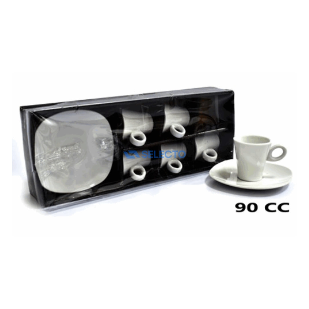 Set de 6 Piezas de Tazas de Porcelana para Café 90cc TC-011 Selecto