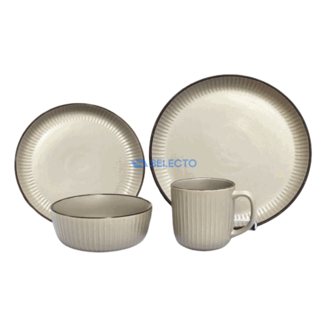 Juego de 16 Piezas de Vajillas de Porcelana Beige ST-3805