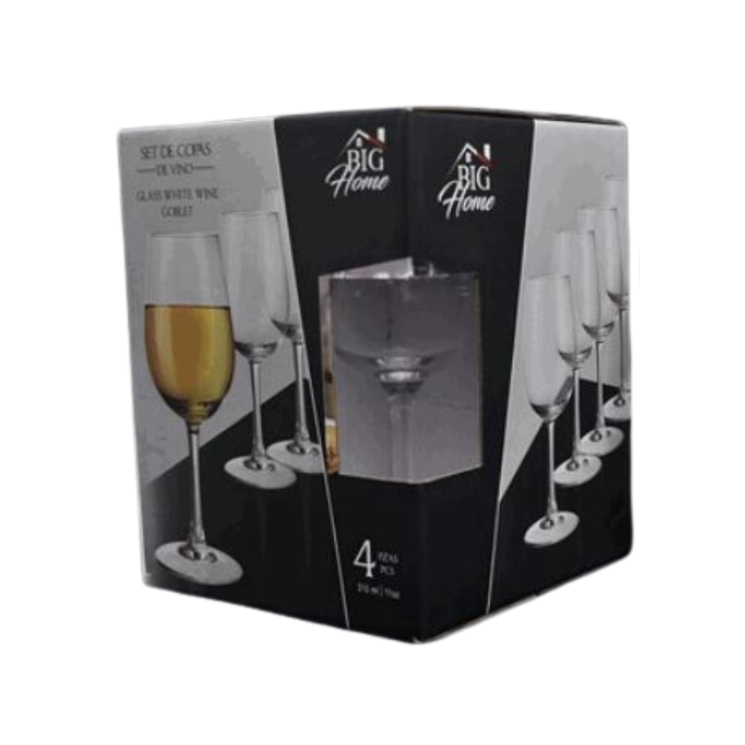 Set de 4 Piezas de Copas de Vidrio para Vino Blanco 325ml BG-CUP0102