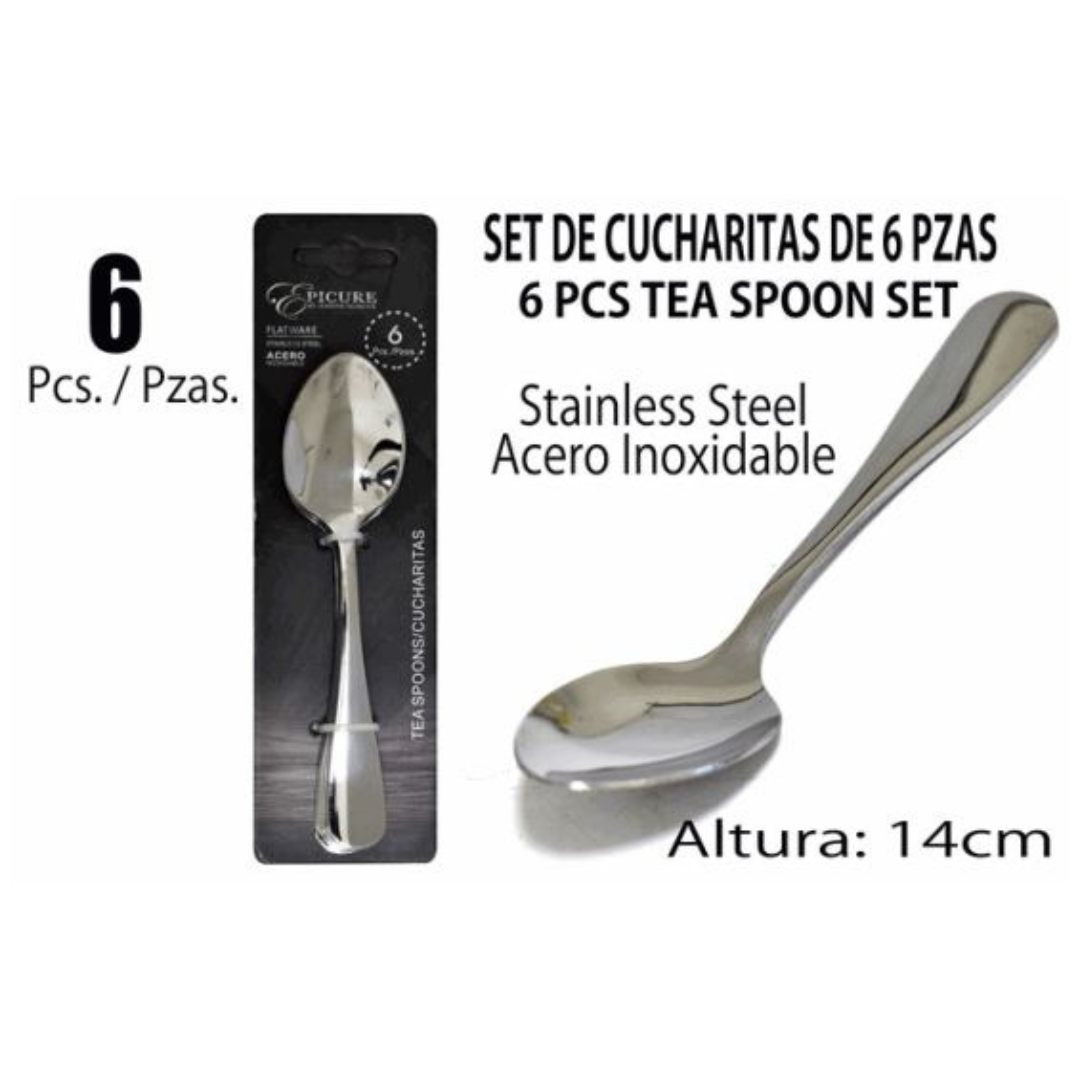 Set de 6 Piezas de Cucharitas para Té o Café de Acero Inoxidable EP-6-TS