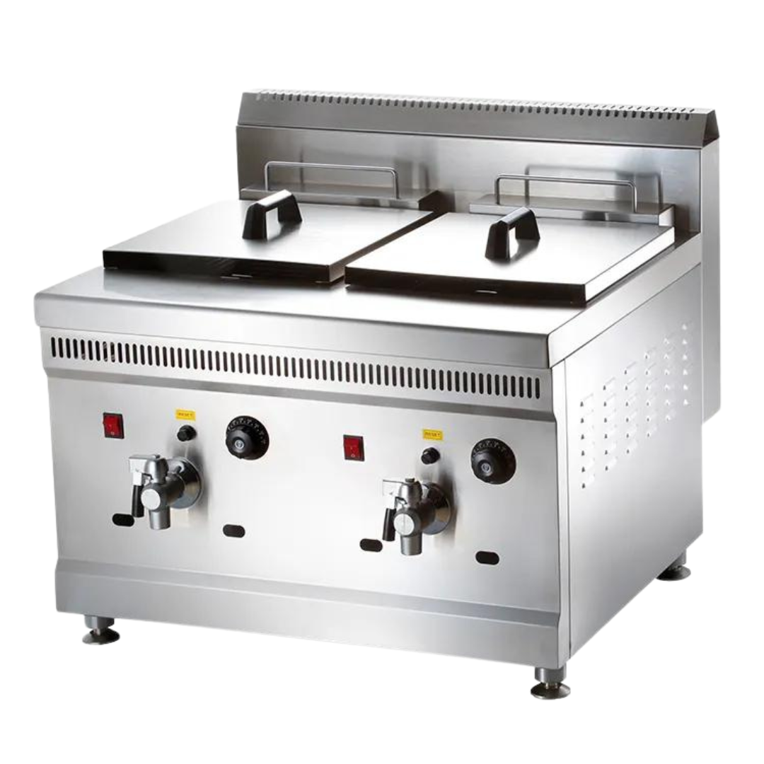 Freidora a Gas de 18L+18L con Termostato & Drenaje 665*680*610mm LGF-72A