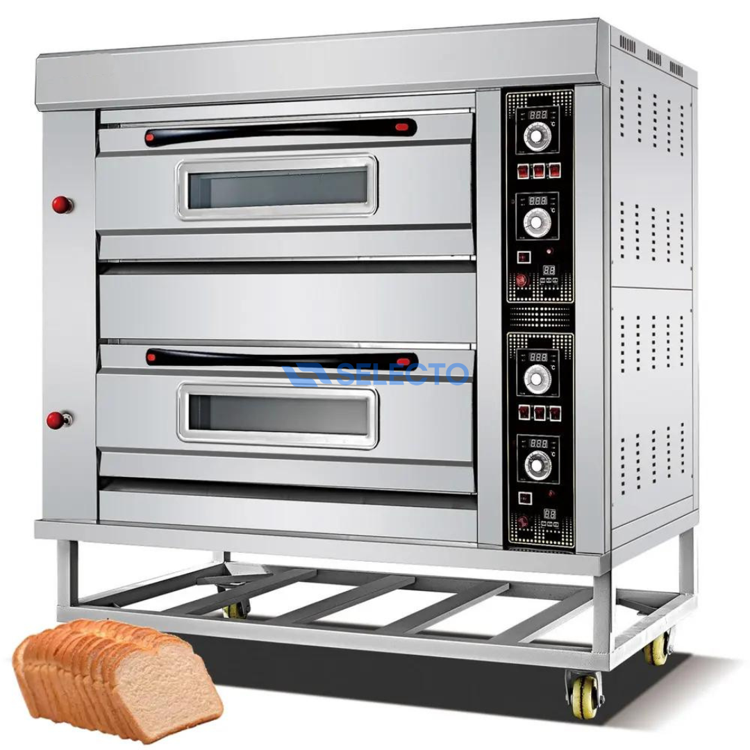Horno Industrial a Gas de 2 Niveles para 6 Bandejas de 60x40cm 220V/60Hz HGO-26A Selecto