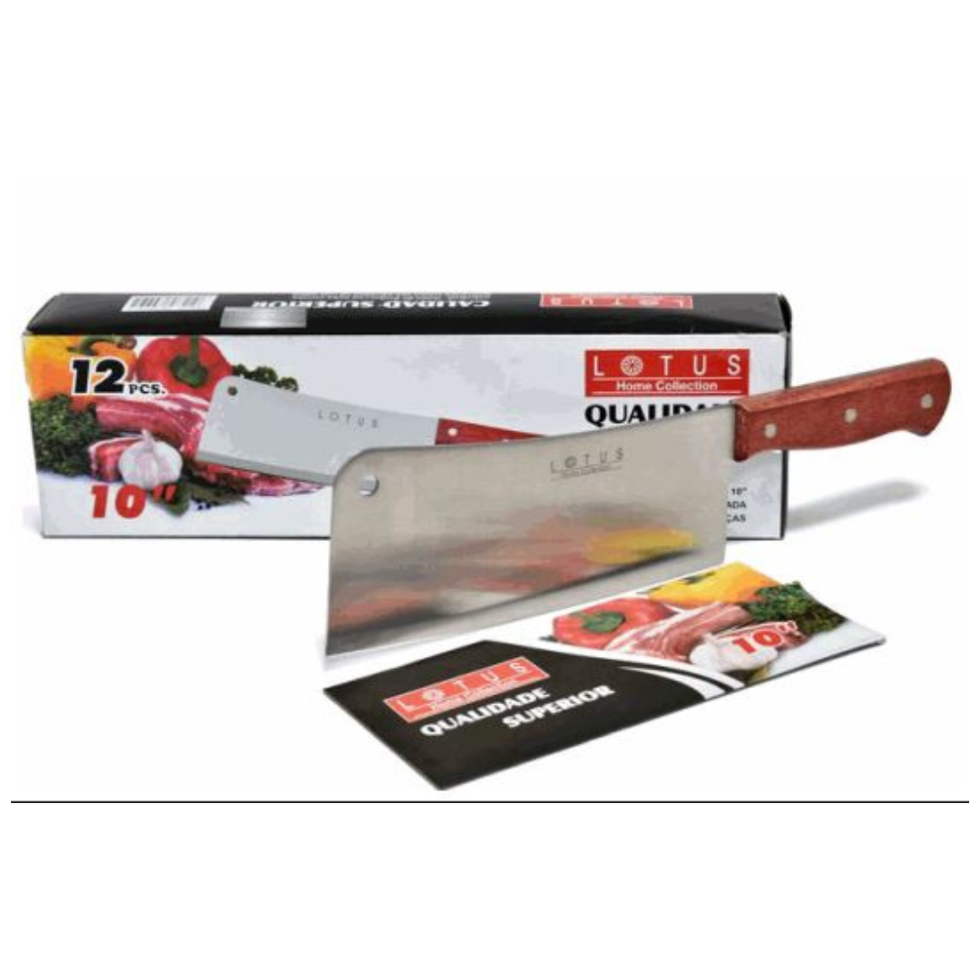 Hacha de Acero Inoxidable con Mango de Madera 10" Lotus SM-8551W-HG