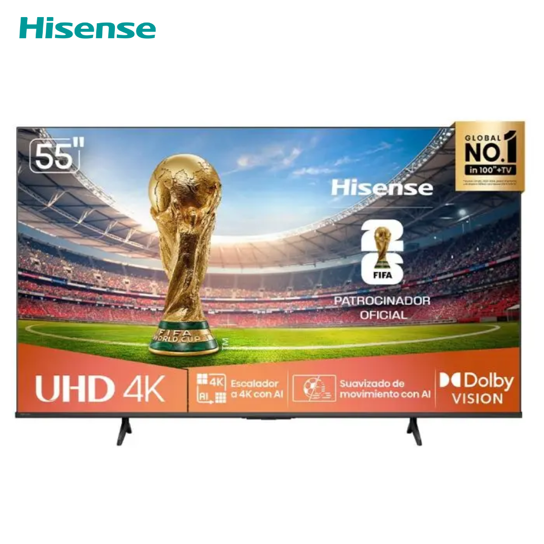 Televisor 55" LED Smart TV UHD 4K VIDAA Serie A6N Hisense 55A6NV Televisión. HISENSE