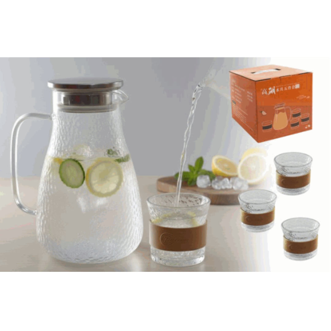 Jarra + 4 Vasos de Vidrio 41006