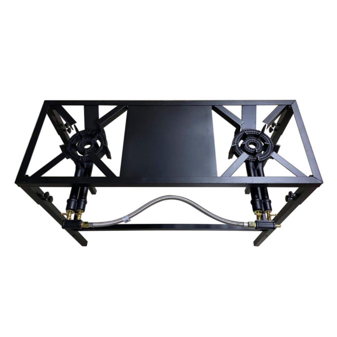 Estufa Industrial de Hierro Negro con 2 Quemadores de 2 Llaves o Válvulas a Gas con Patas C30-2