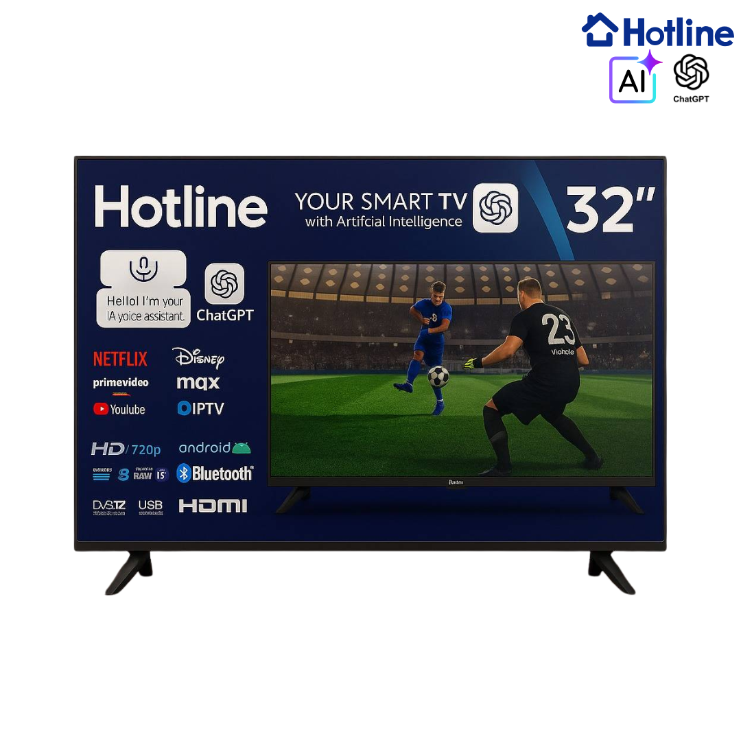 Smart Tv 32" HD Super Slim con Ai ChatGPT Hotline HL32S5T2-HDAI Televisores. Televisor.