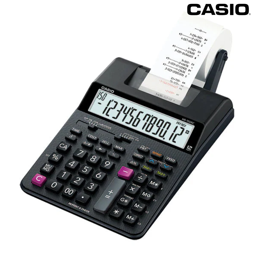 Calculadora con Impresora Casio HR-100RC-BK Sumadora.