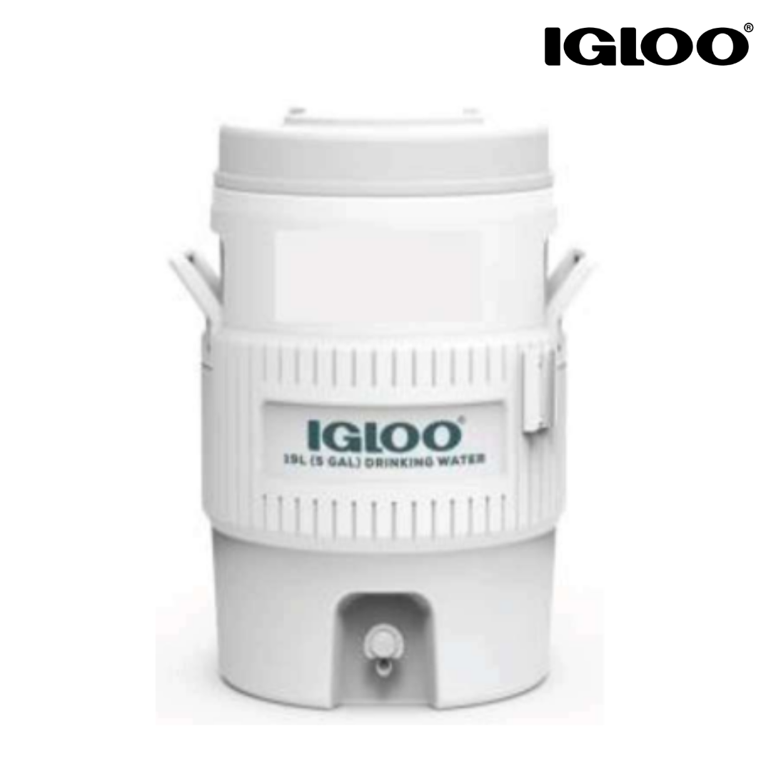Termo Conservador de Bebidas Igloo 5 Galones (19 Litros) Blanco con Grifo – Dispensador de Agua Fría Portátil Blanco 142364