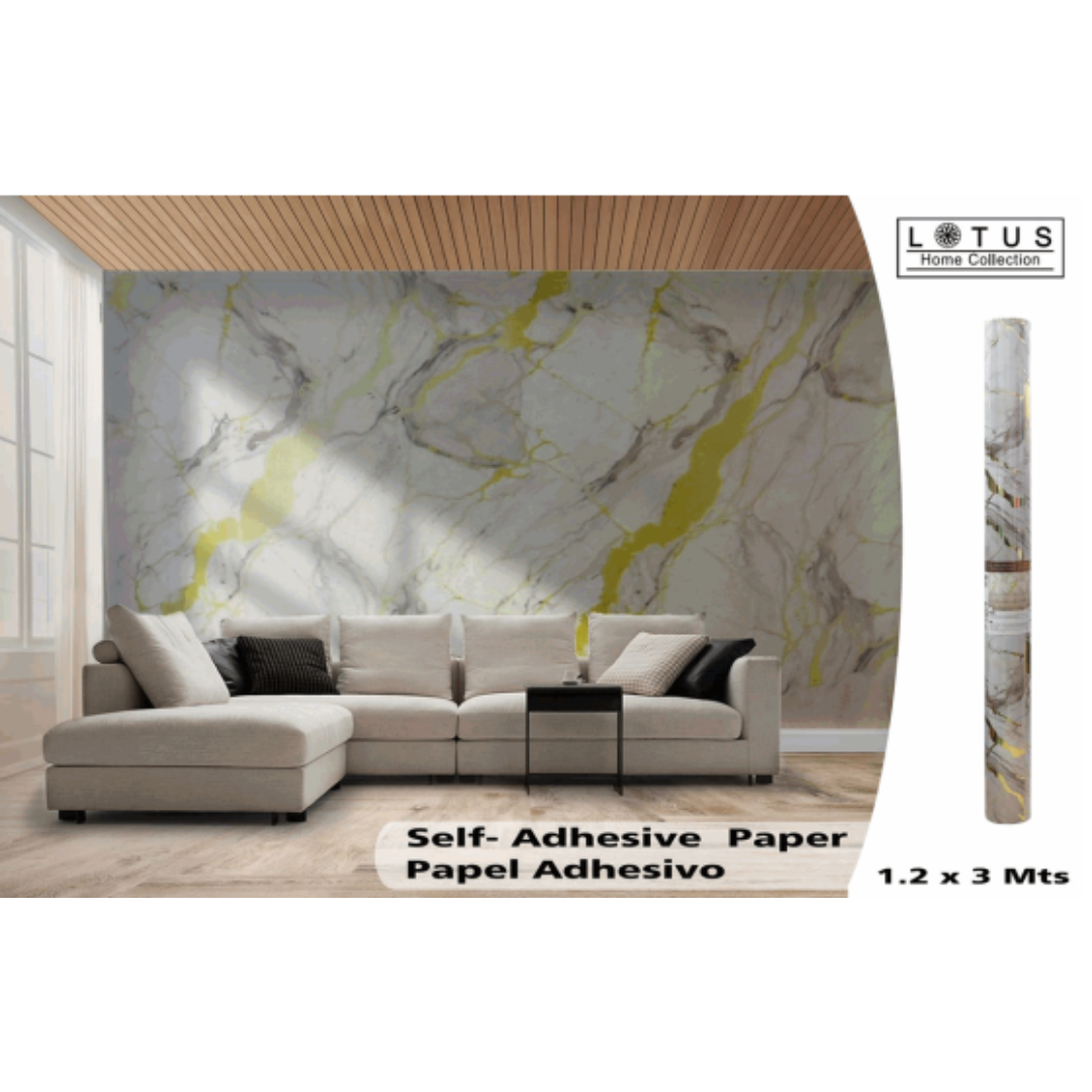 Rollo Papel Adhesivo para Pared con Diseños 1.2x3mt TLS-003 Lotus Estilo Marmol LOTUS