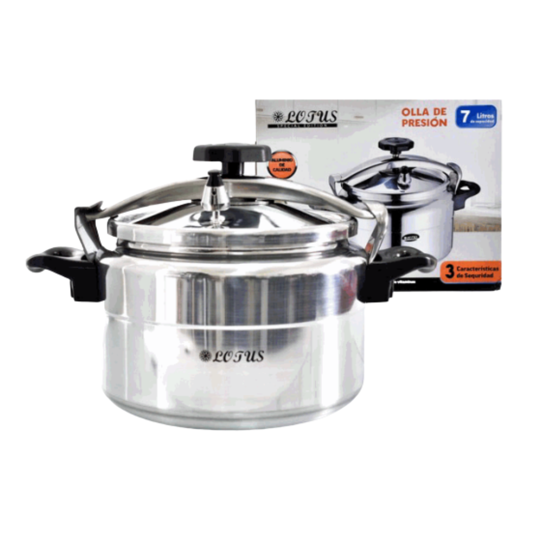 Olla de Presión de Acero Inoxidable con 2 Agarraderos 7 Litros 24cm LT-7LTR-N Lotus LOTUS