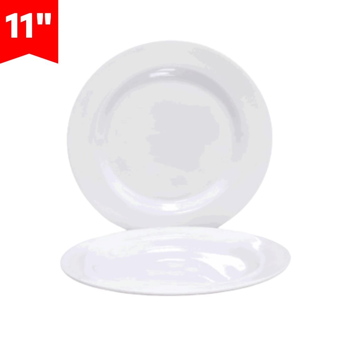 Plato de Melamina Redondo Plano Blanco 11" BG-22011-W