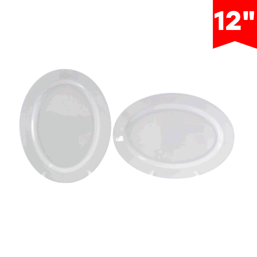 Plato de Melamina Ovalado Blanco 12" BG-BS4012E