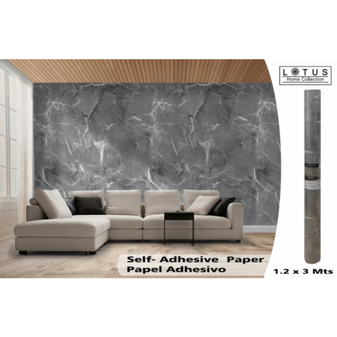Rollo Papel Adhesivo para Pared con Diseños 1.2x3mt LHC-WL-1020 Lotus Estilo Marmol LOTUS