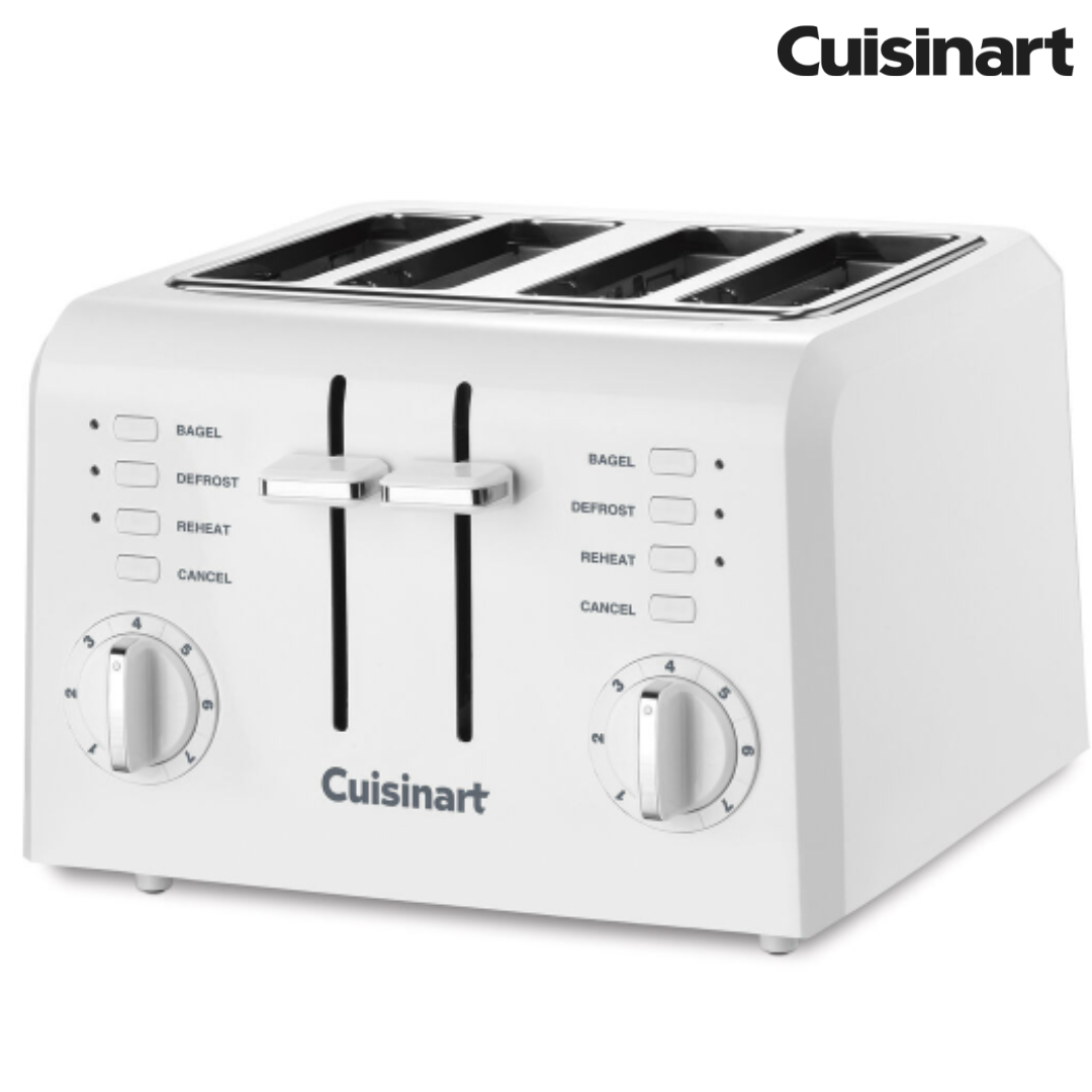 (LLEGANDO 5 DE MAYO) Tostadora de Pan Compacta de 4 Rebanadas Blanca Cuisinart CPT-142P1